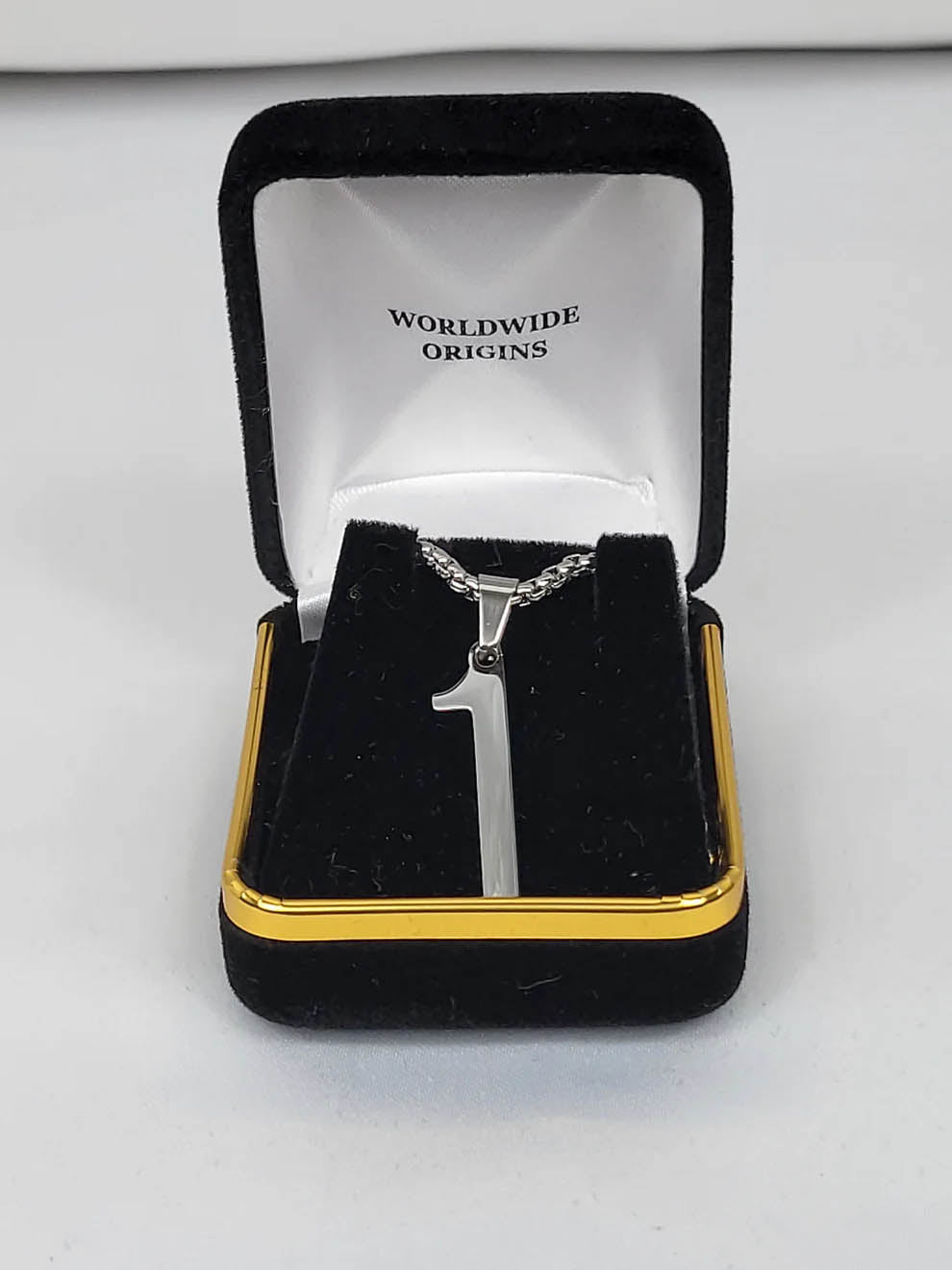 Alpha Gold Line Number Necklace #1