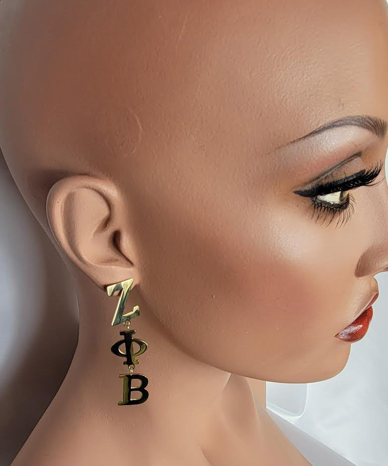 Zeta 3 Letter Gold Ss Earrings