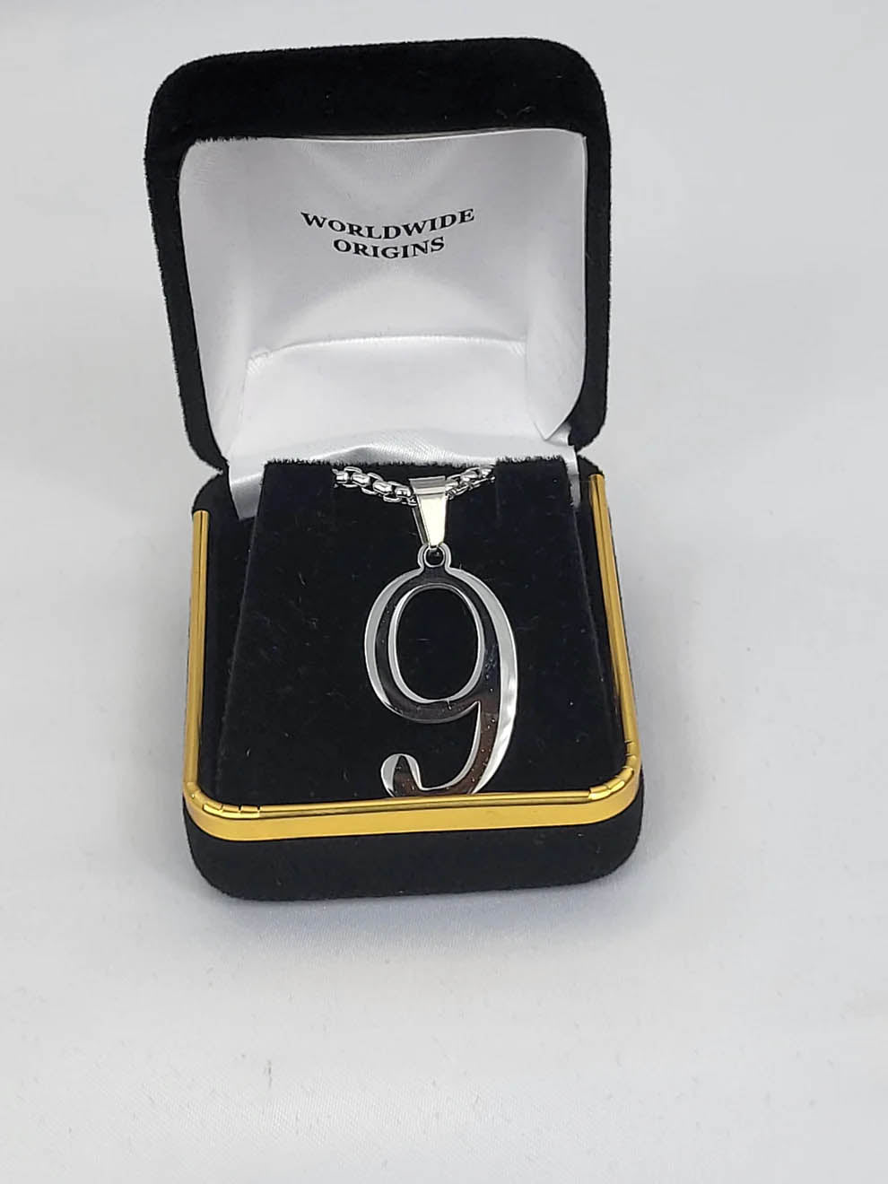 Alpha Gold Line Number Necklace #9