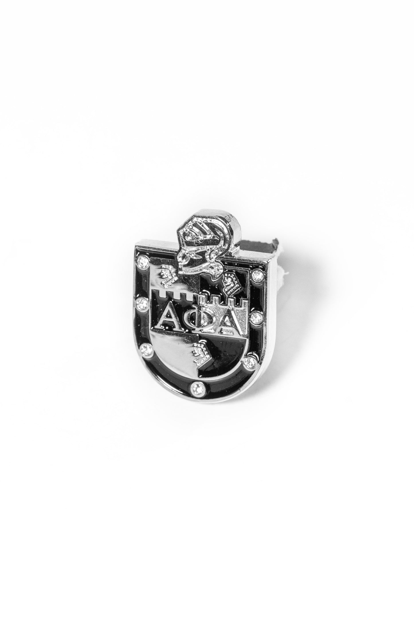 Alpha Silver Coat Of Arms Lapel Pin