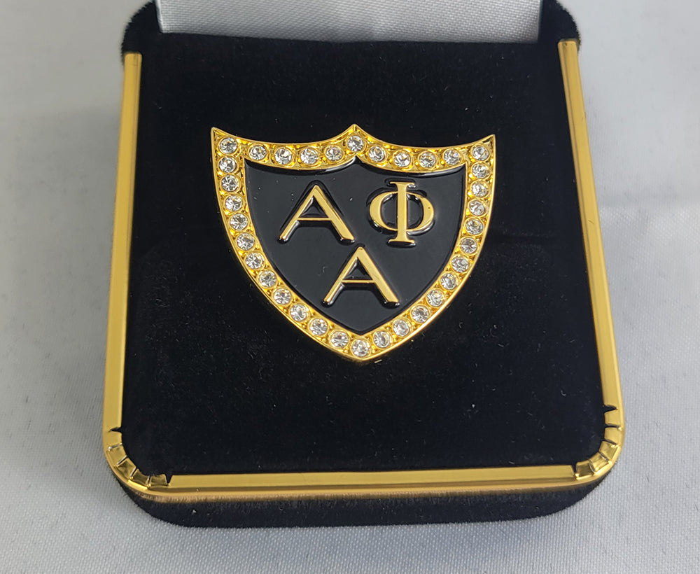 A Phi A 3 letter Triangle Stone Lapel Pin