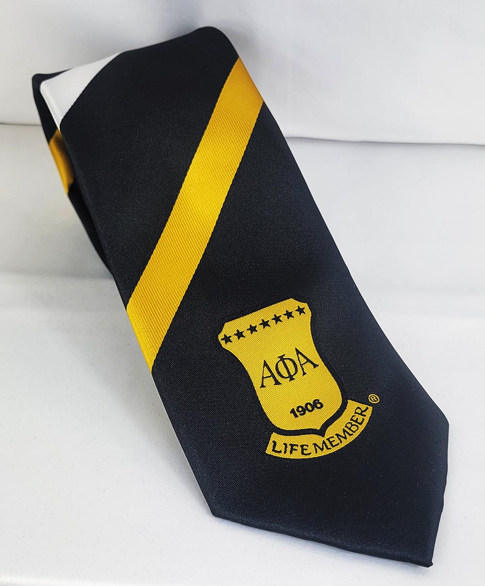 Alpha Black Gold White Stripe Life Member Tie