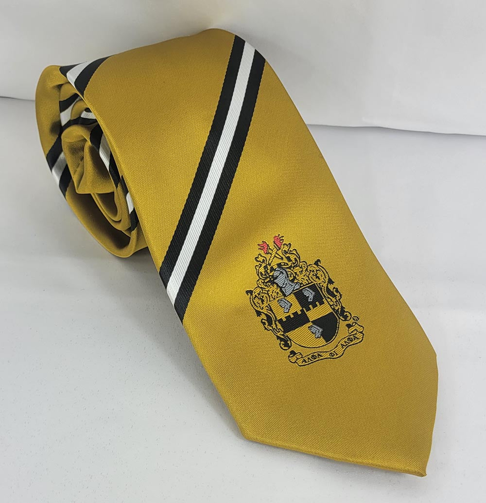Alpha Gold Stripe Crest Tie