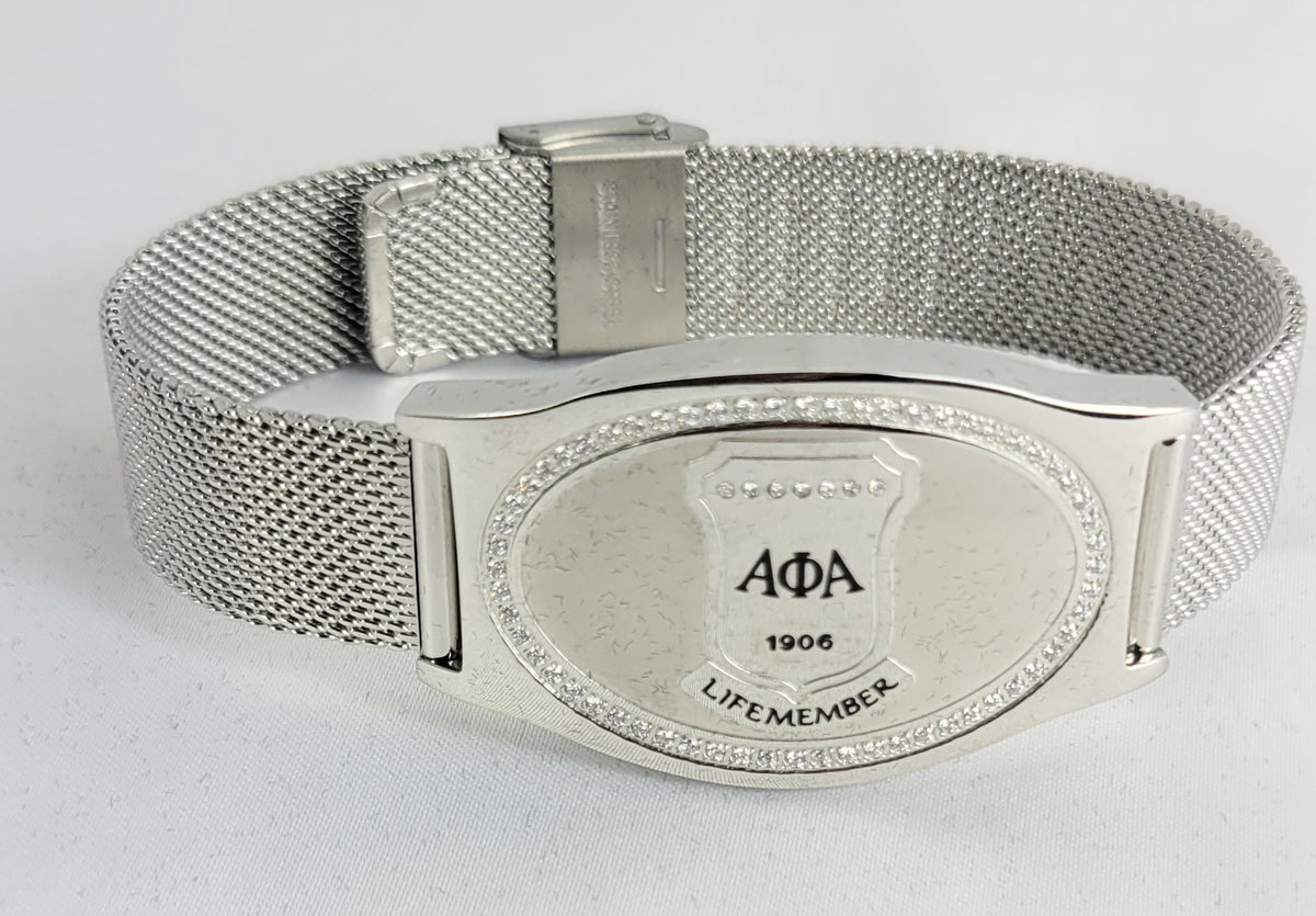 Alpha Silver Life Member Mesh Band Bracelet