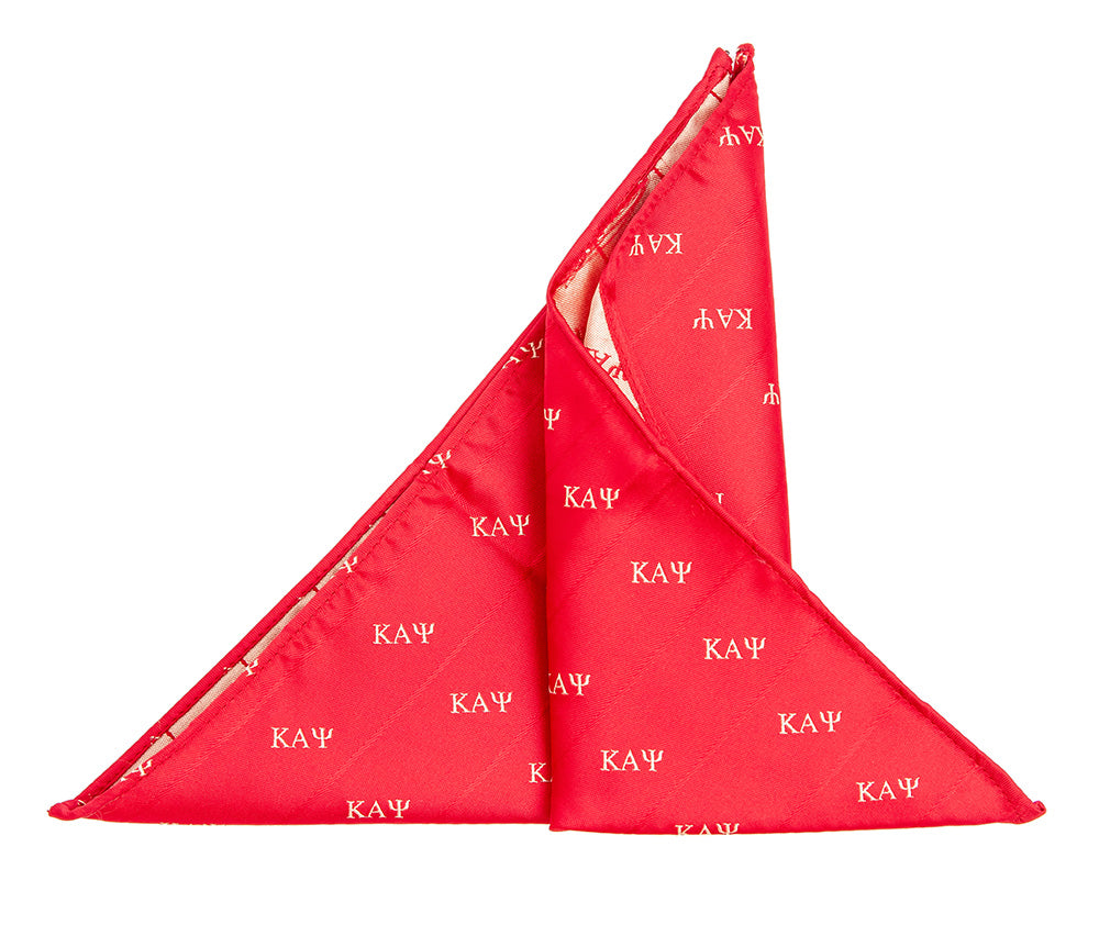 Kappa 3 Letter Red Pocket Square