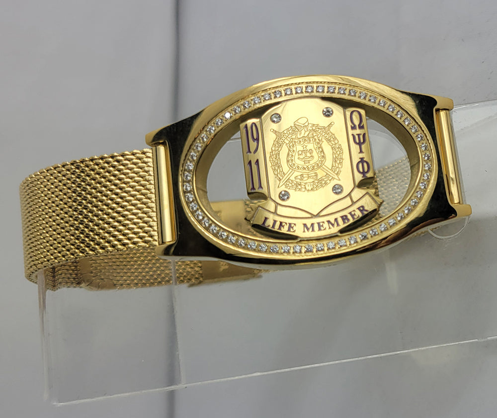 Omega Gold Life Member Mesh Band Bracelet
