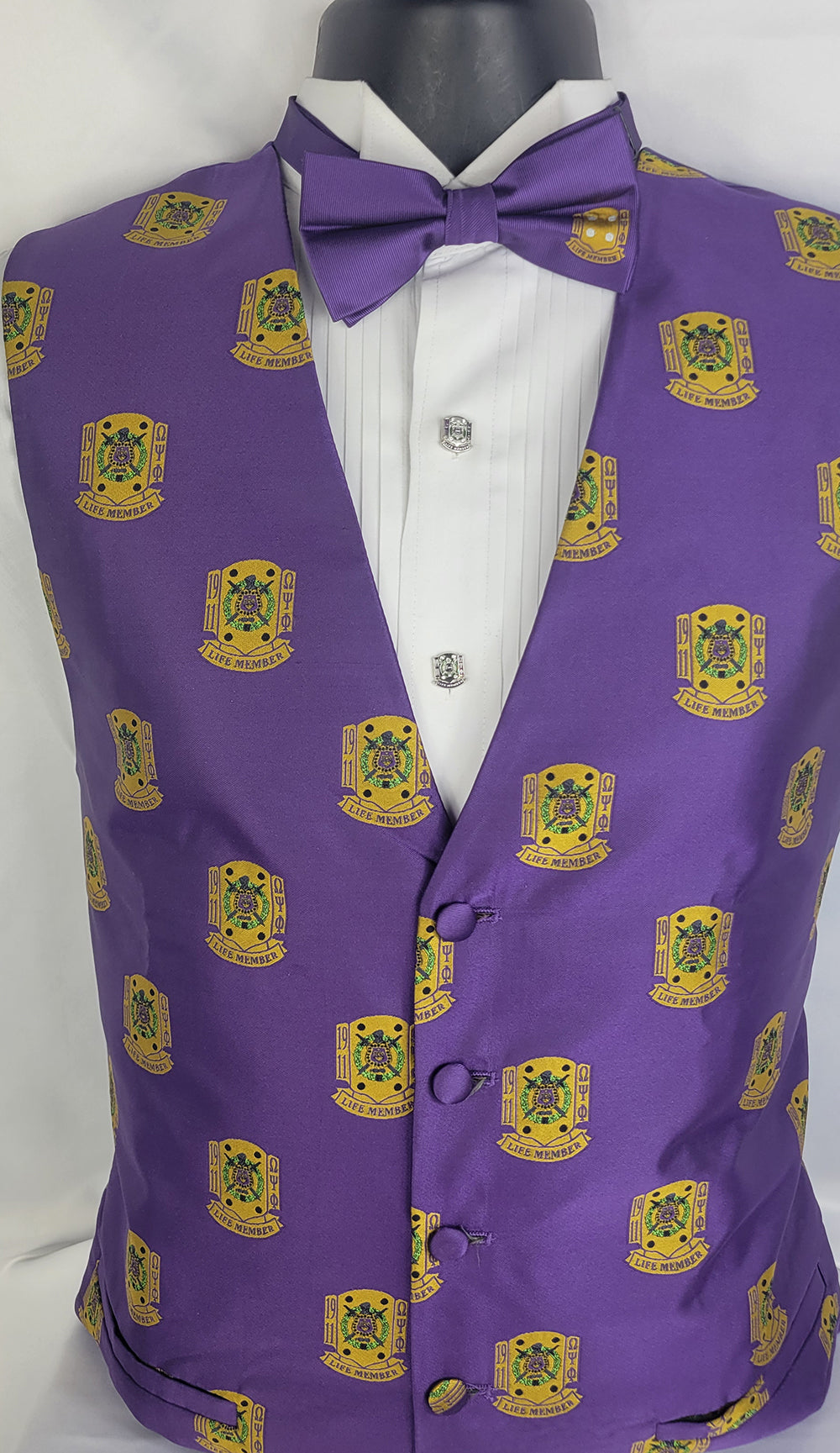Omega Purple Multi Life Member Pre Tie Bowtie Vest