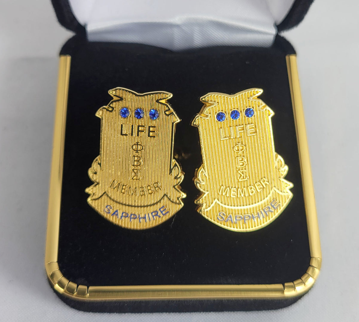 Pbs Sapphire Stone Life Member Cuff Links