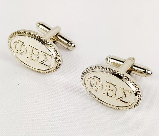 Sigma Pi Phi Round Cuff Links-Sterling Silver/Blue — Fourteen