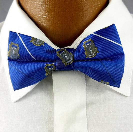 The Art of the Pbs Life Member Multi Gold Pre-tied Bow Tie in Black Greek Apparel Featuring Greek Paraphernalia and Jewelry from Black Greek Store