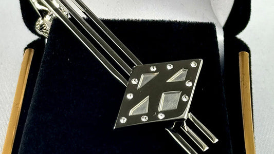 The Unmatched Elegance of the Kappa Diamond K Silver Stone Tie Bar in Black Greek Apparel