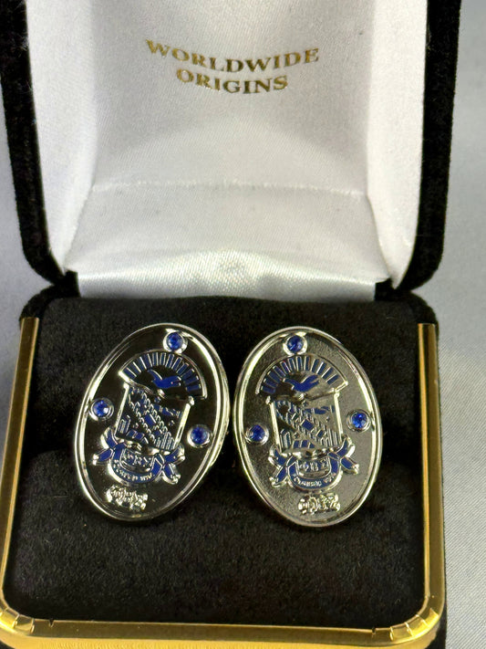 Pbs Silver Oval Stone Cuff Links
