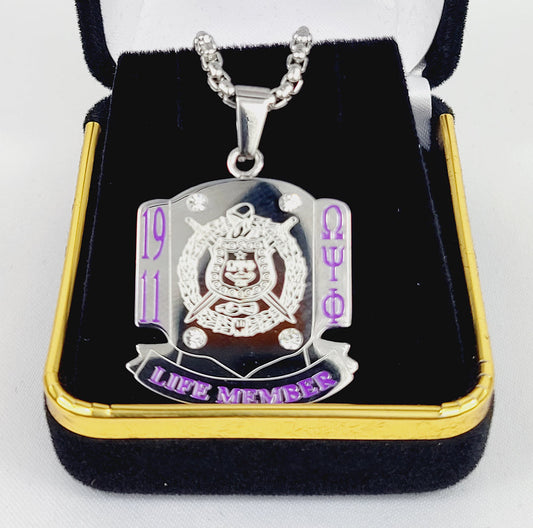Omega Silver Ss Crystal Life Member Necklace