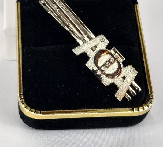 Alpha 3 Letters Silver Stone Tie Bar