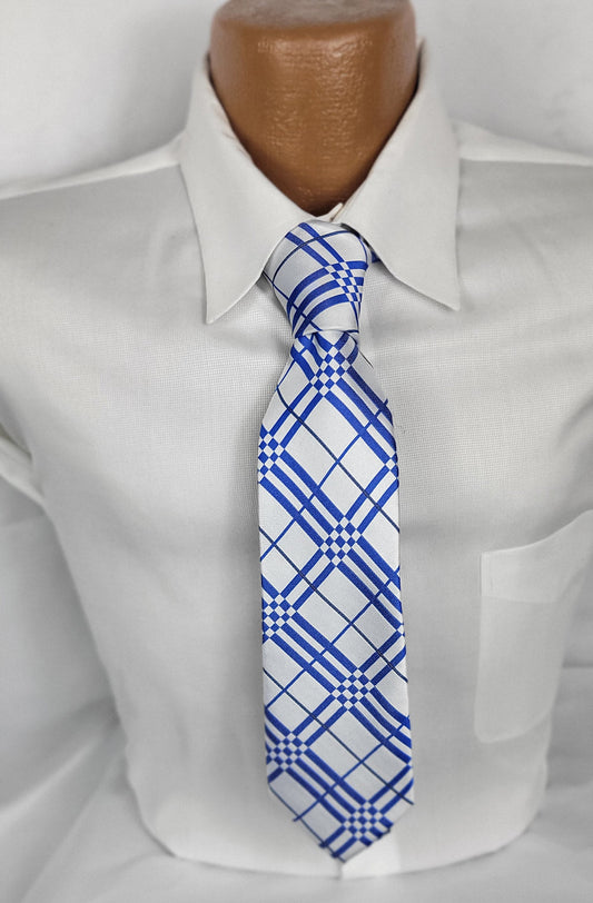 Pbs White Large British Check Tie