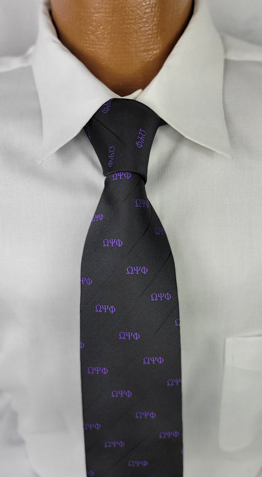 Omega Black w Purple 3 Letter Tie
