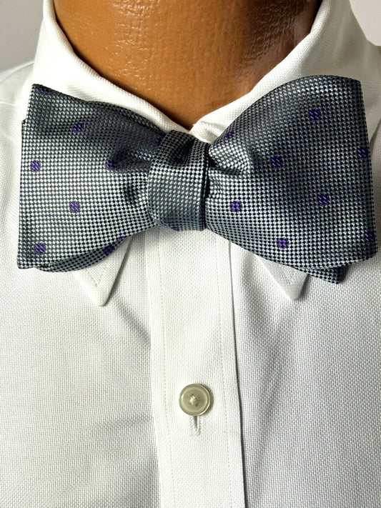Omega Gray Purple Dot Bow Tie
