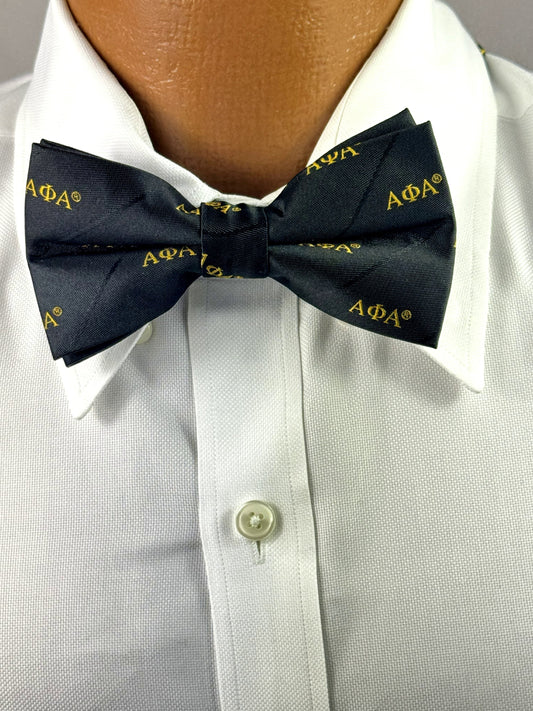 Alpha Black 3 Letter Gold wBlack Stripe Pre-tied Bow Tie