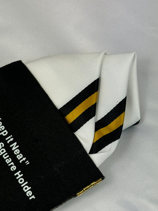 Alpha White Gold Stripe Pocket Square