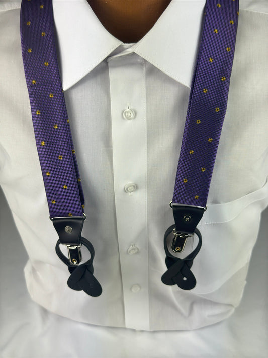 Omega Purple Gold Dot Suspenders