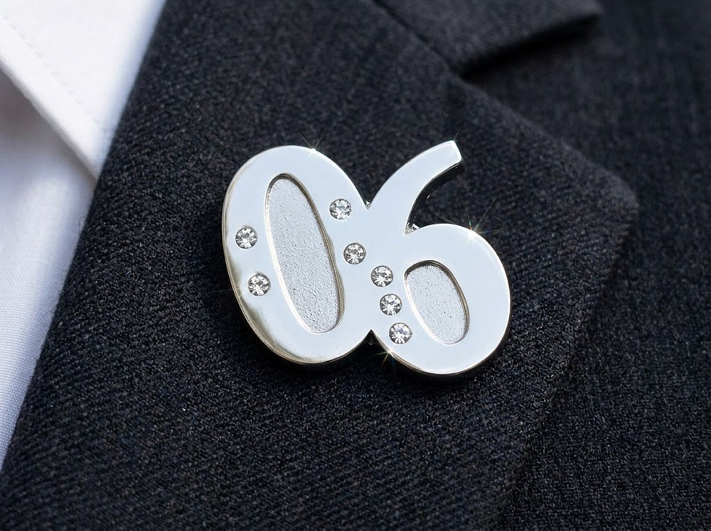 Alpha 06 Silver Stone Lapel Pin
