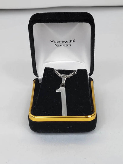 Alpha Gold Line Number Necklace #1