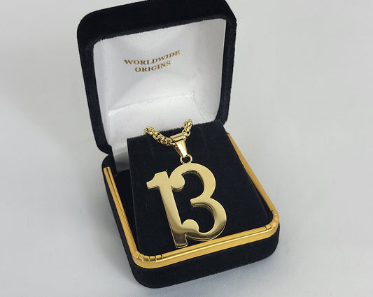 #13 Gold Line Number Necklace