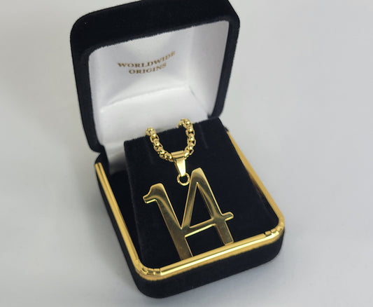 #14 Gold Line Number Necklace