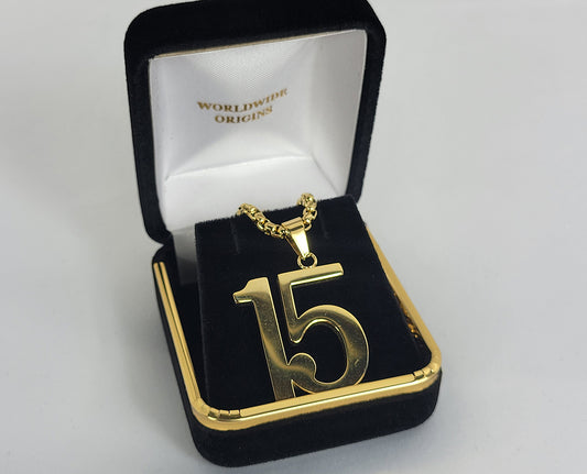 #15 Gold Line Number Necklace