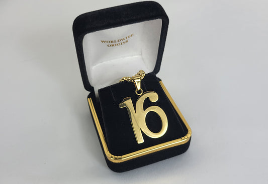 #16 Gold Line Number Necklace