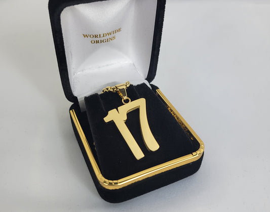 # 17 Gold Line Number Necklace