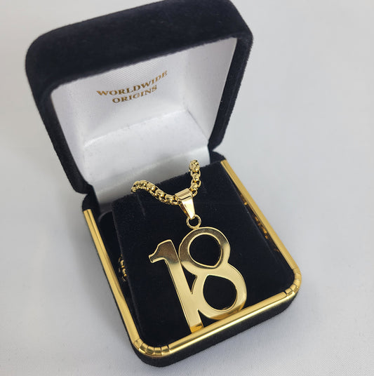 # 18 Gold Line Number Necklace