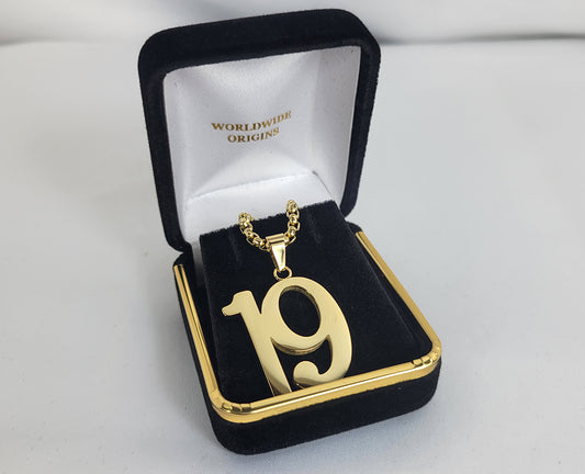 # 19 Gold Line Number Necklace