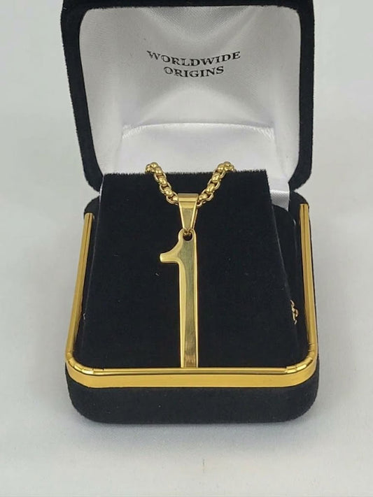 #1 Gold Line Number Necklace