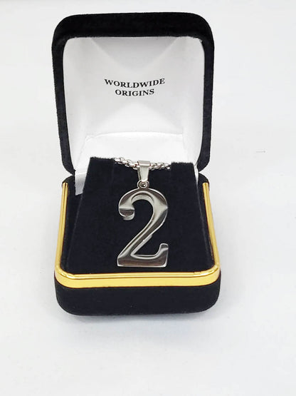 Alpha Gold Line Number Necklace #2