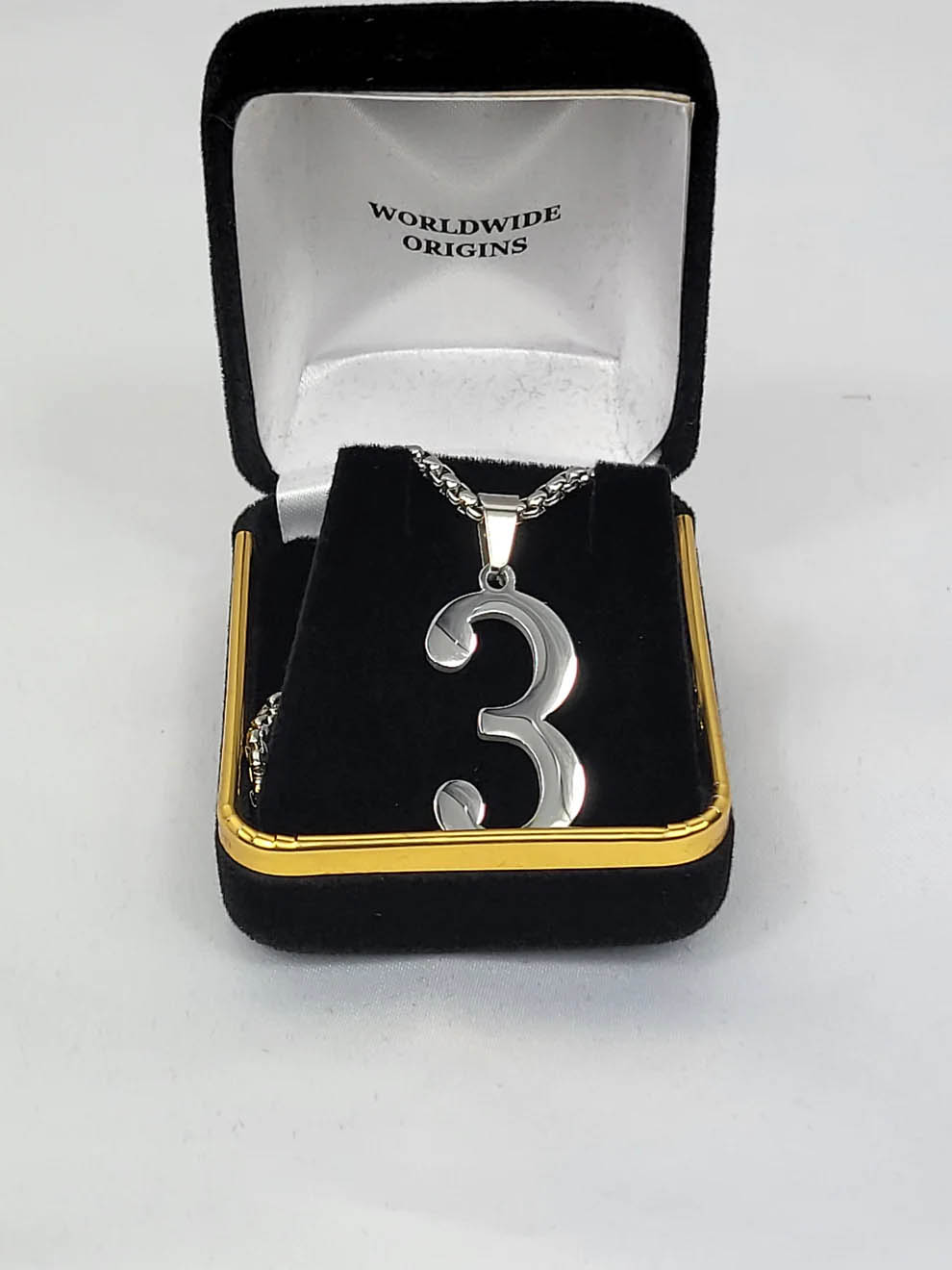 Alpha Gold Line Number Necklace #3
