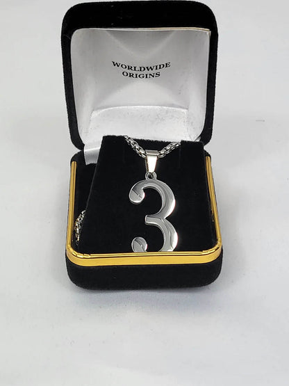 Alpha Gold Line Number Necklace #3