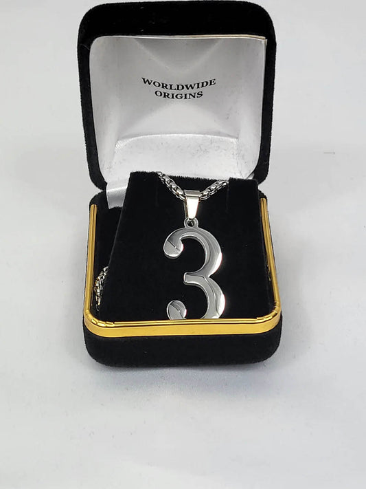 #3 Silver Ss Line Number Necklace