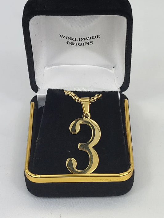 #3 Gold Line Number Necklace