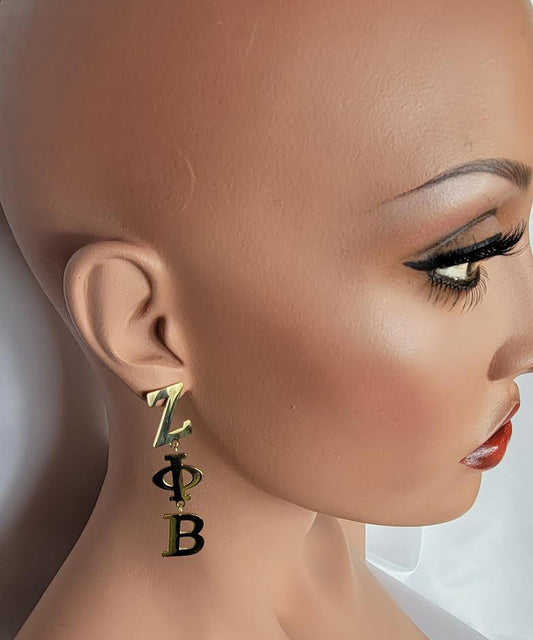 Zeta 3 Letter Gold Ss Earrings