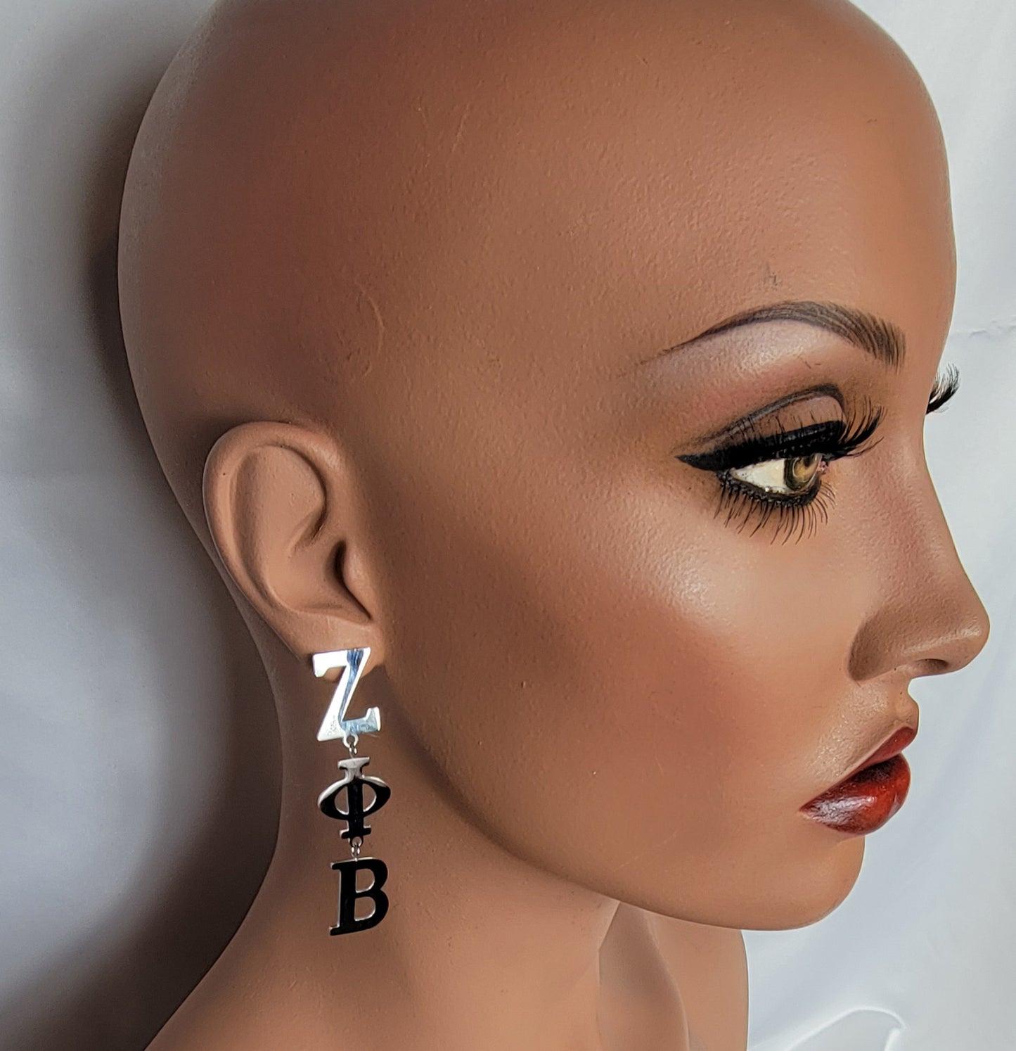 Zeta 3 Letter Silver Ss Earrings