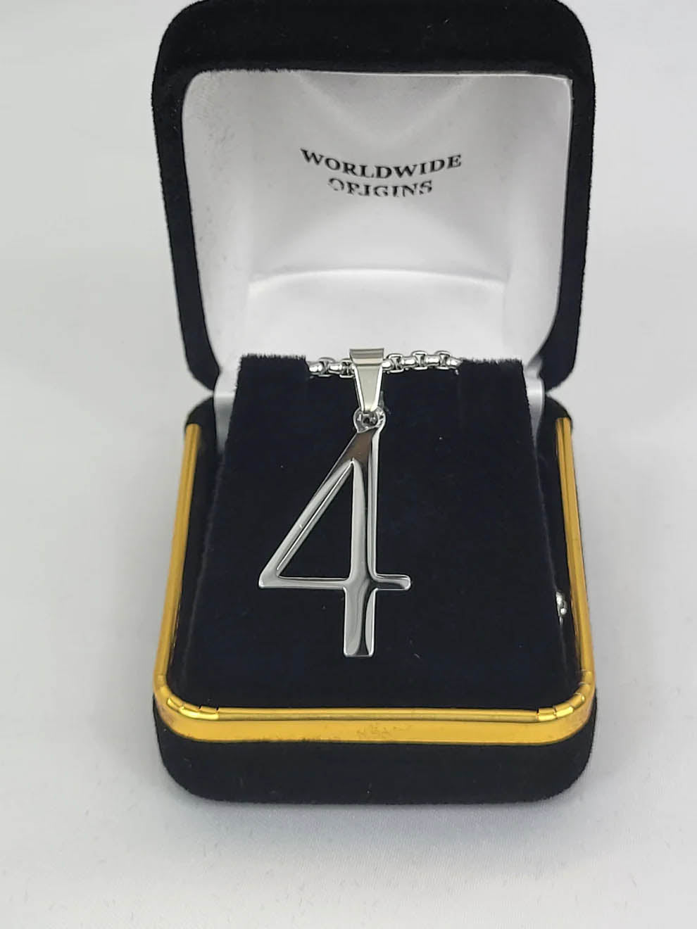 Alpha Gold Line Number Necklace #4