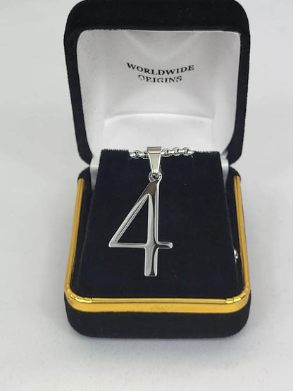 Alpha Gold Line Number Necklace #4