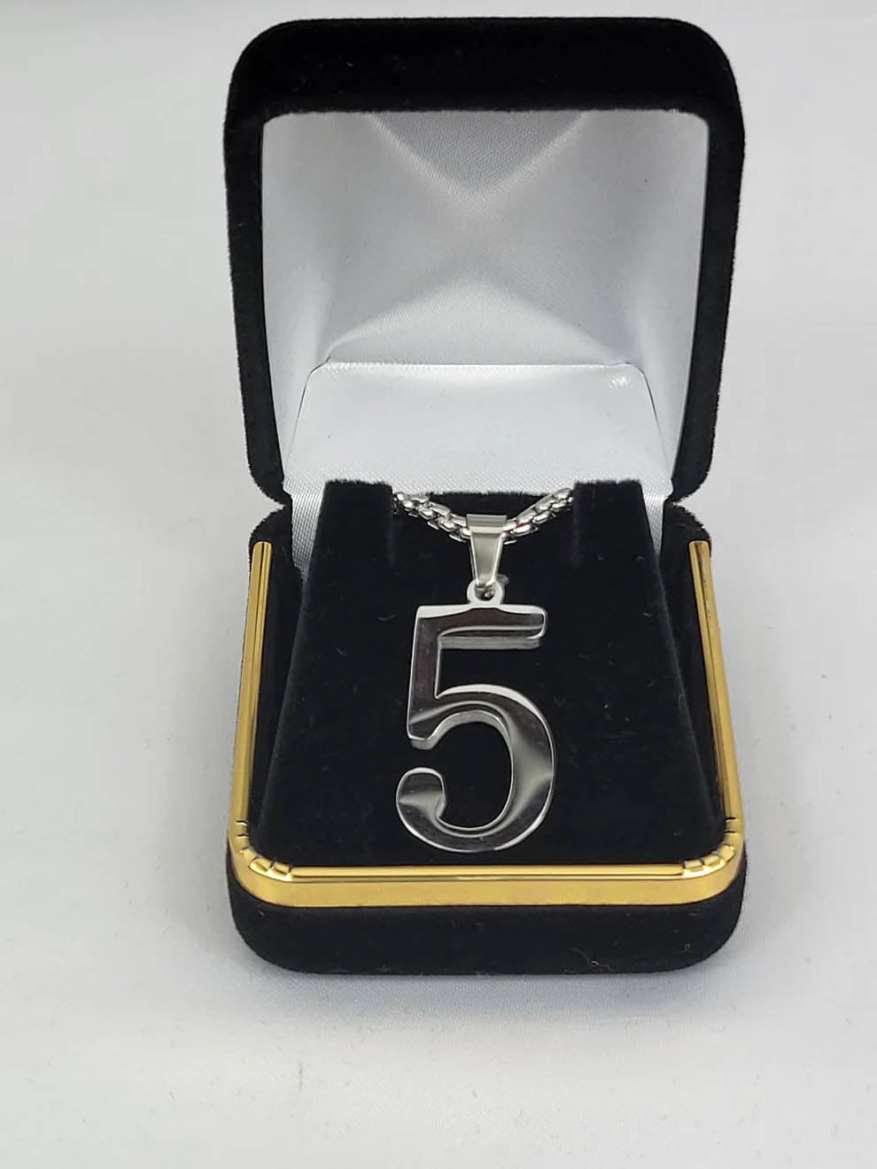 Alpha Gold Line Number Necklace #5