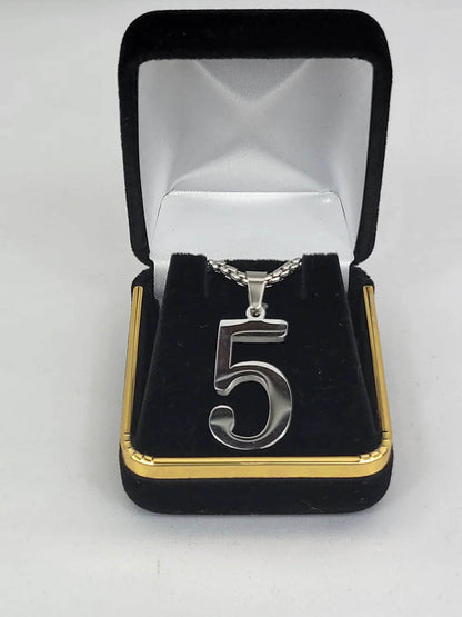 Alpha Gold Line Number Necklace #5