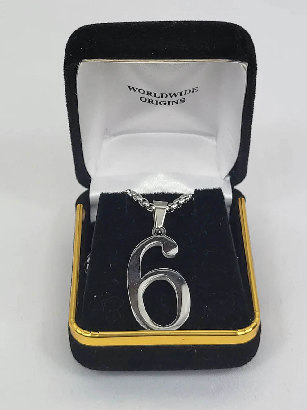 Alpha Gold Line Number Necklace #6
