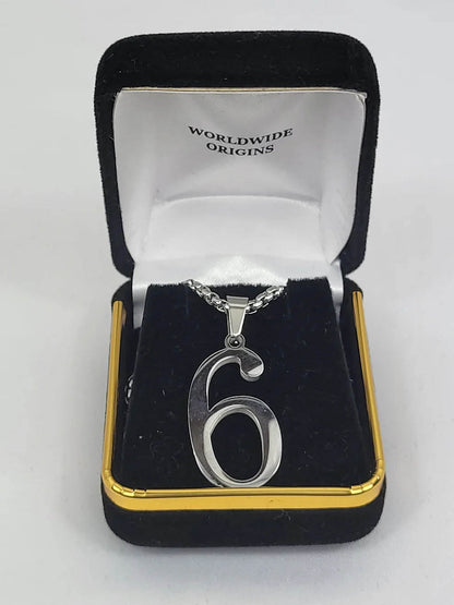 Alpha Gold Line Number Necklace #6