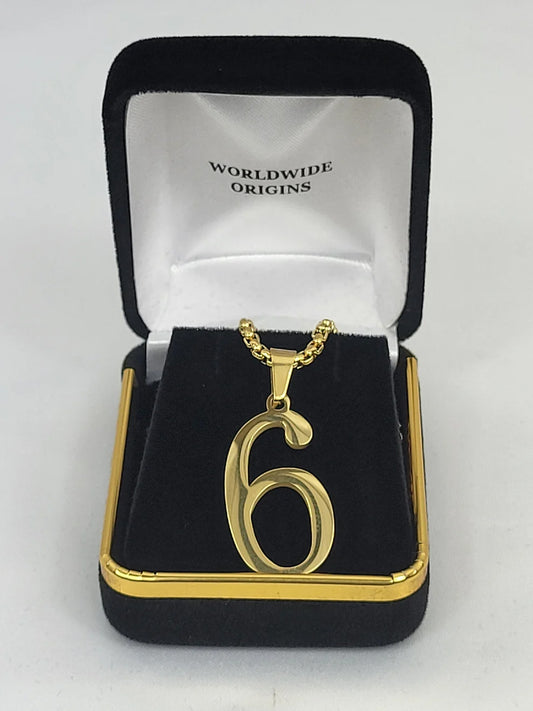 #6 Gold Line Number Necklace