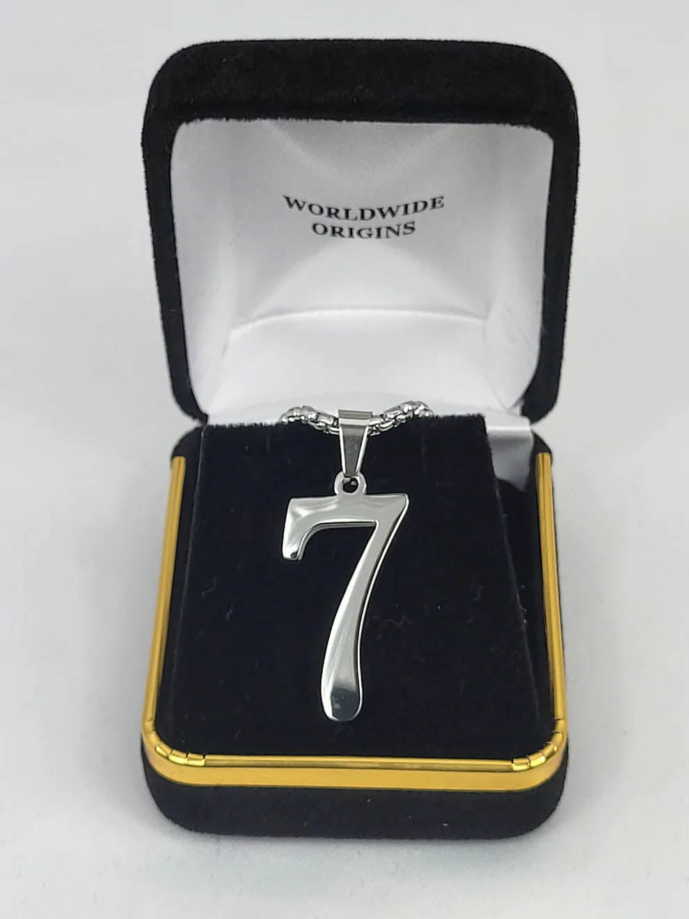Alpha Gold Line Number Necklace #7