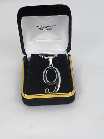 Alpha Gold Line Number Necklace #9